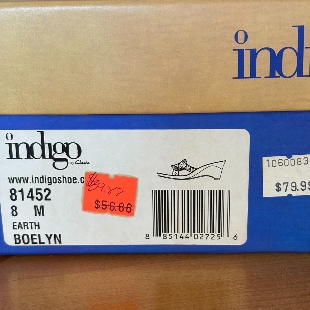 Indigo by Clarks Boelyn Earth Wedge Sandals Brown Pink Leather Women 8M Studded - Picture 16 of 16